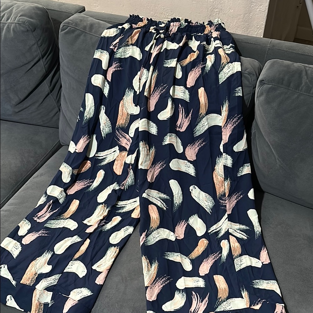 Rebdolls Nina Raw Hem Printed Wide Leg Pants